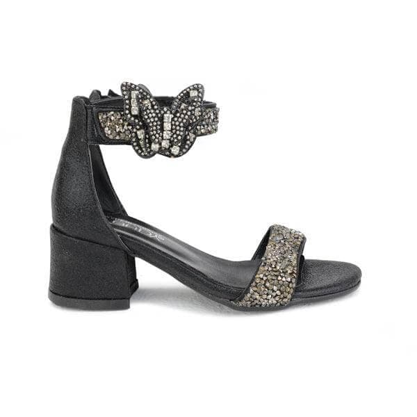 BLACK GLITTERY FORMAL SANDAL