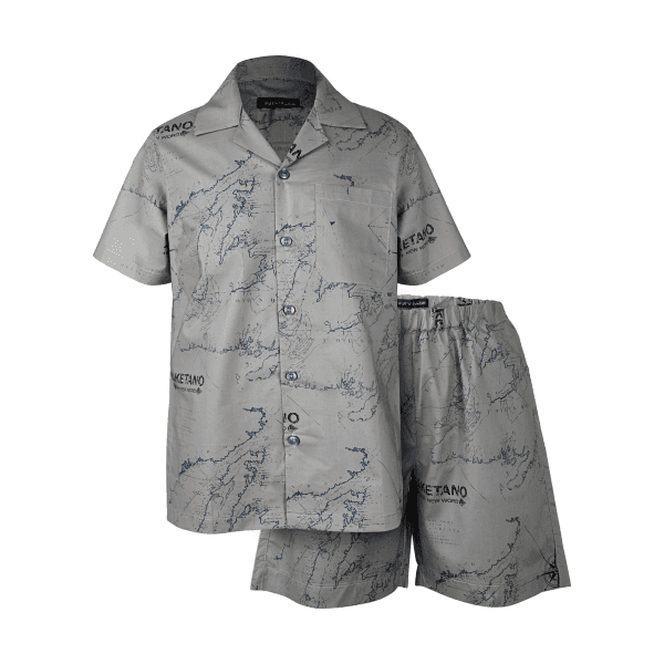 GREY S/S CUBAN COLLAR SHIRT SET