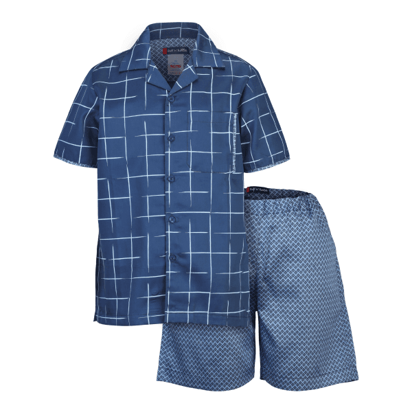 NAVY & LIGHT BLUE CUBAN COLLAR S/S SHIRT Image