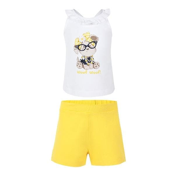 YELLOW RUFFLED SHORT SET