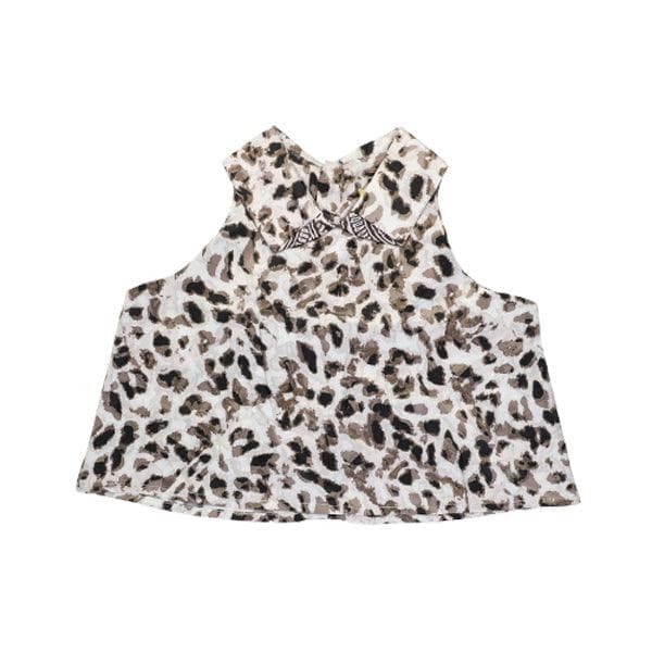 BROWN ANIMAL SKIN CHIFFON TOP
