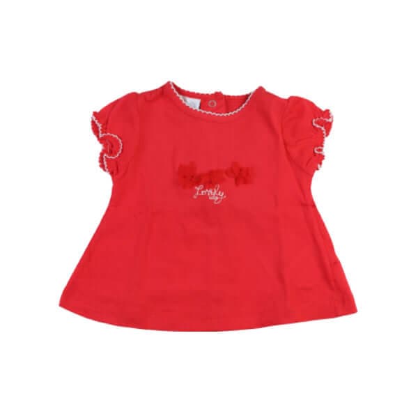 RED BLOUSE WITH FLOWERS