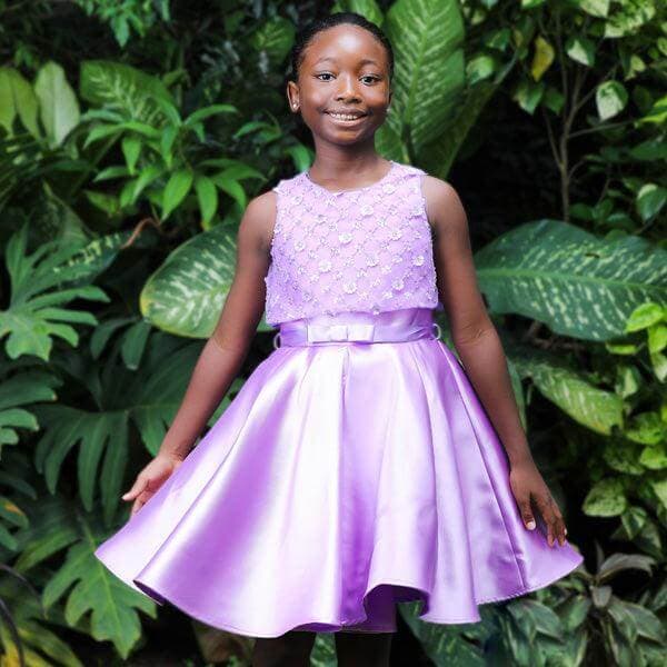 LILAC MIKADO DRESS WITH HAIRBOW