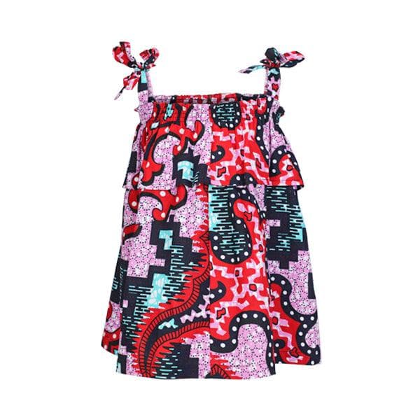 MULTICOLOUR ANKARA DRESS SET WITH HAIRBOW