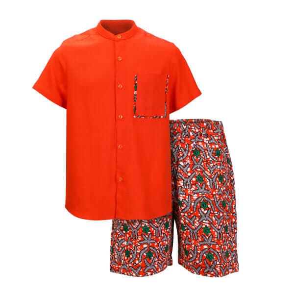ORANGE ANKARA SHORT SET