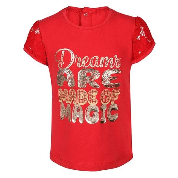 RED LACE INSERT S/S T-SHIRT