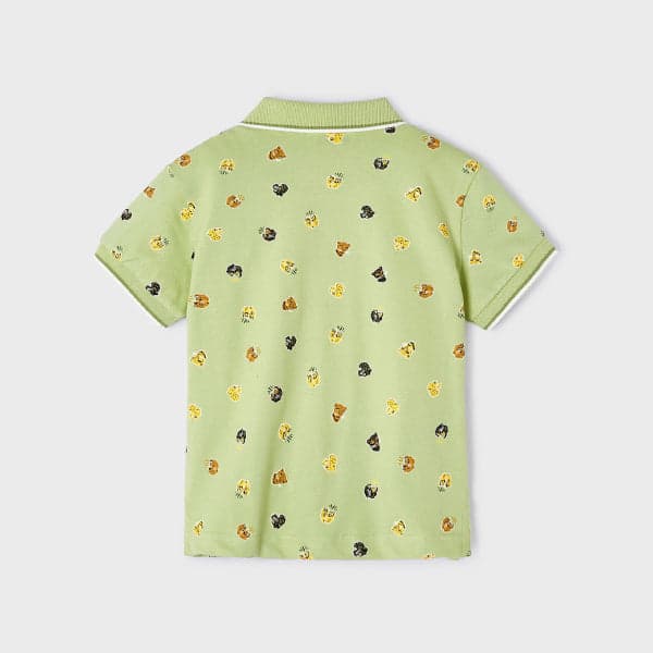 GREEN WITH PRINT S/S POLO-TEE