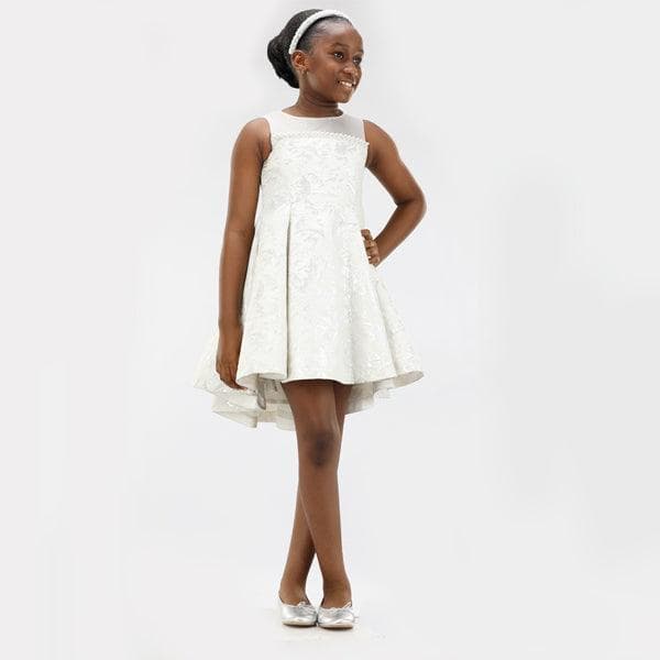 SILVER DAMASK BALL DRESS