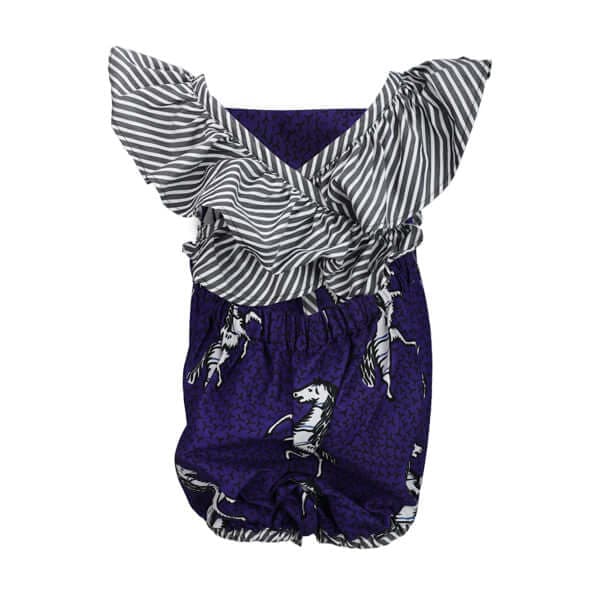 PURPLE/WHITE FLOUNCE ANKARA DRESS