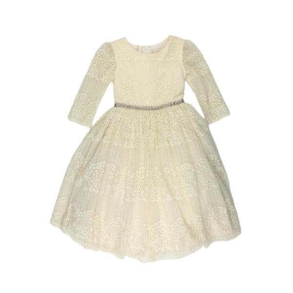 CREAM FIT AND FLARE DRESS