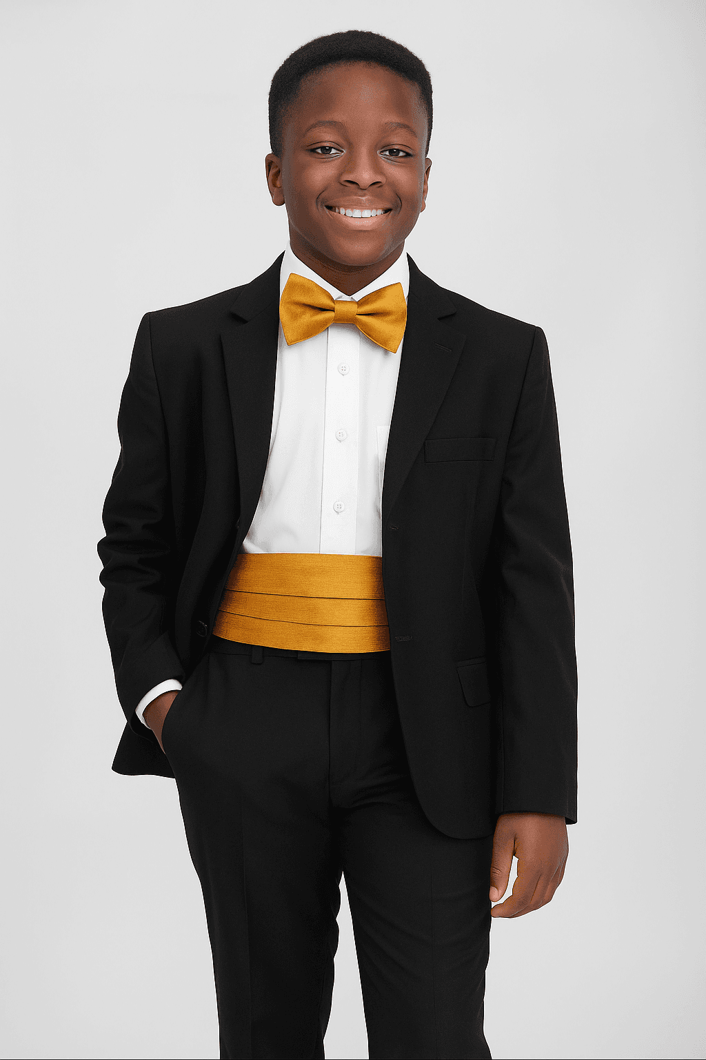 GOLD DAMASK CUMMABUND&BOW-TIE