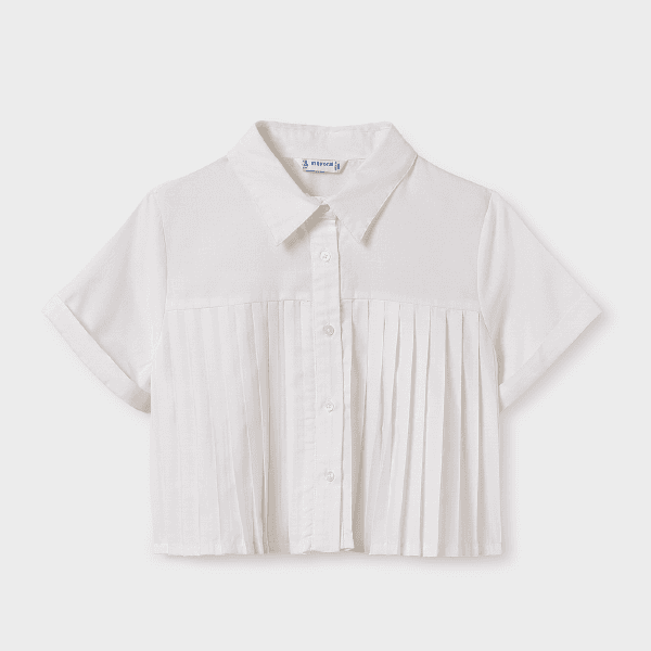 OFF-WHITE PLEATED S/S BLOUSE