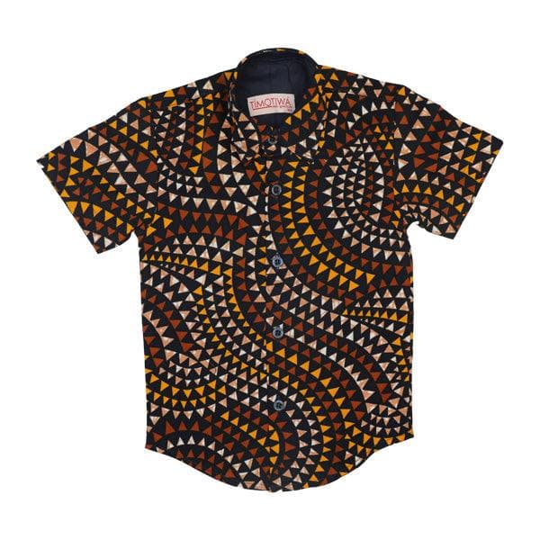 BLUE/MULTI ANKARA PRINT SHIRT