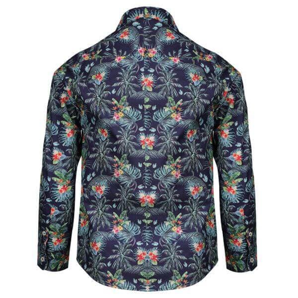 NAVY BLUE PRINT L/S SHIRT