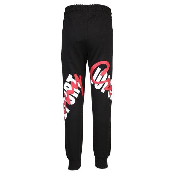 BLACK JOGGERS WITH RED ZIP
