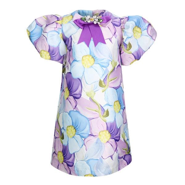 PUFFED SLEEVE A-LINE DRESS