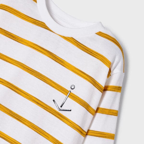 WHITE AND YELLOW L/S STRIPE TSHIRT