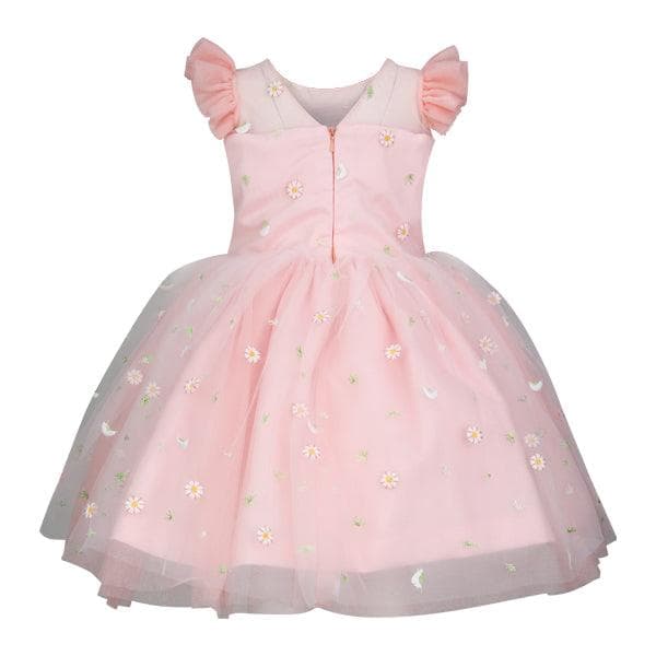 PEACH FLOWERY TULLE DRESS