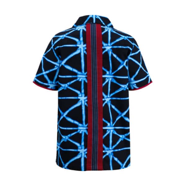BLUE ADIRE PRINT S/S SHIRT