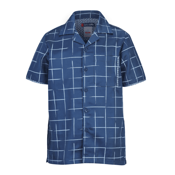 NAVY & LIGHT BLUE CUBAN COLLAR S/S SHIRT