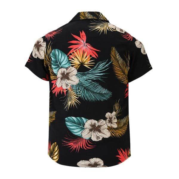 BLACK FLORAL PRINT S/S SHIRT