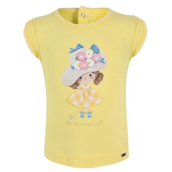 YELLOW S/S 'GIRL HAT' TOP