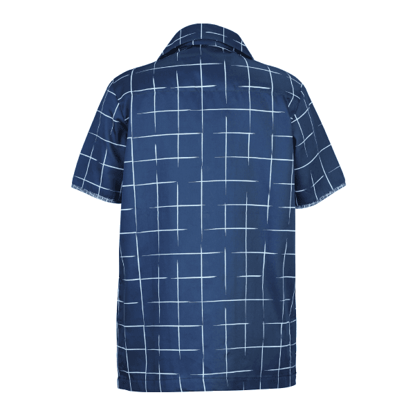 NAVY & LIGHT BLUE CUBAN COLLAR S/S SHIRT