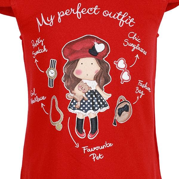 RED S/S GIRL PRINT T-SHIRT
