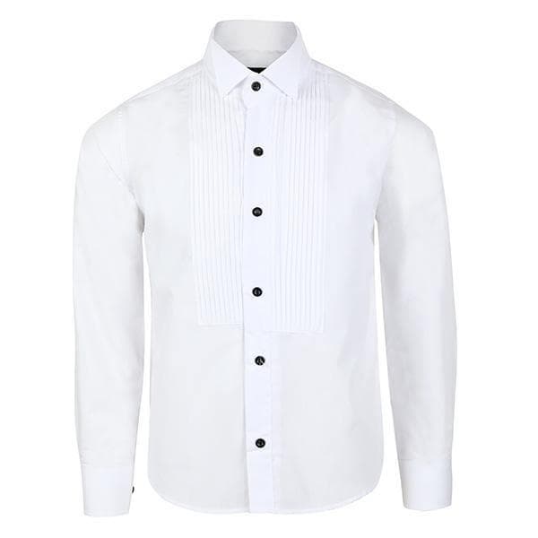 WHITE L/S WING COLLAR SHIRT