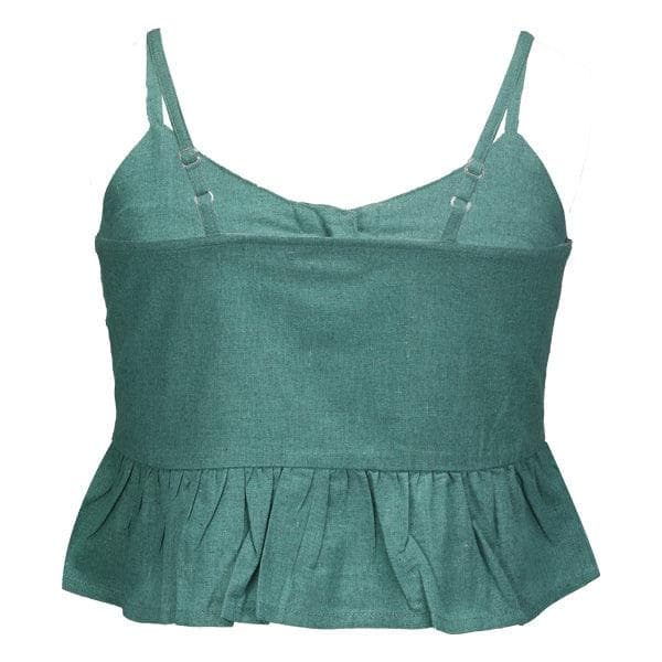 GREEN BUTTON DOWN SPAGHETTI TOP