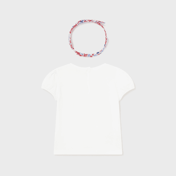 WHITE PRINT BLOUSE WITH HAIRBOW