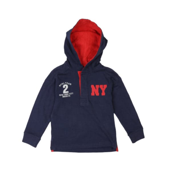NAVY HOODIE L/S POLO