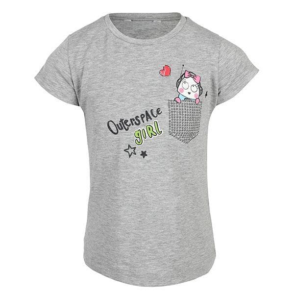 GREY S/S PRINT COTTON T-SHIRT