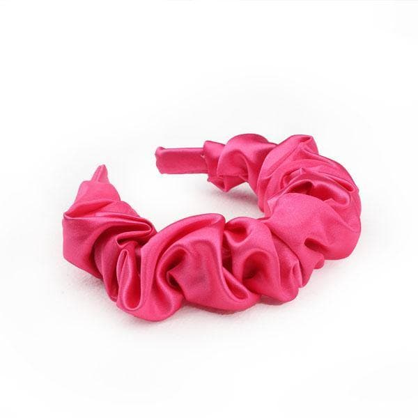 PINK SATIN RUFFLE HAIR BAND