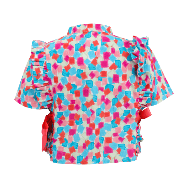 MULTICOLOUR PASTEL PRINT S/S BLOUSE