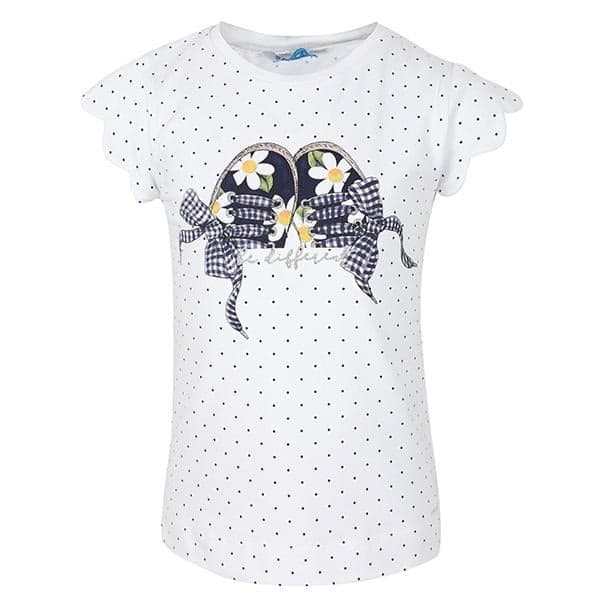 WHITE/NAVY POLKA S/S T-SHIRT