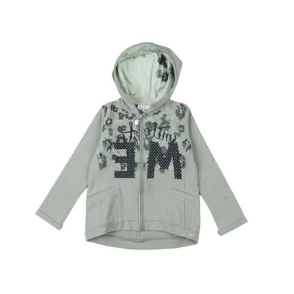 GREEN PRINT ZIPPER HOODIE
