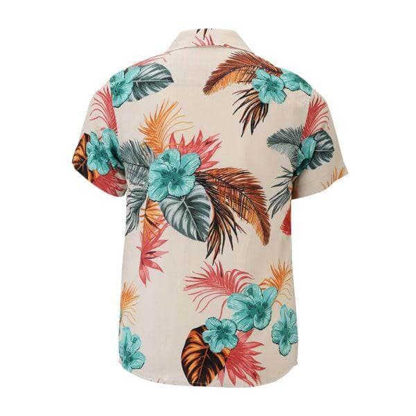 BROWN FLORAL PRINT S/S SHIRT