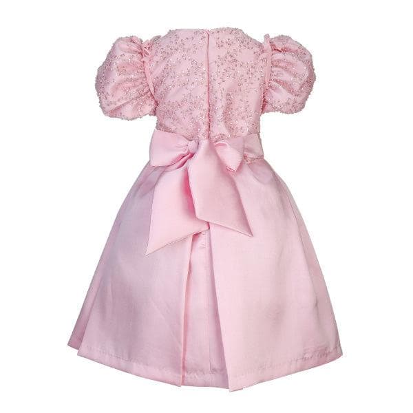 PINK BEADED NET A-LINE DRESS