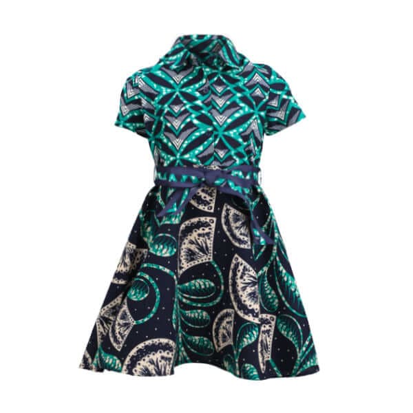 GREEN S/S ANKARA DRESS