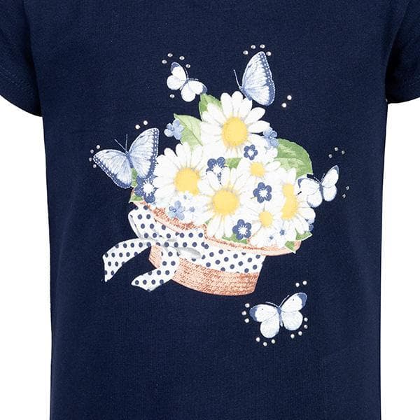 NAVY S/S FLOWER PRINT TEE