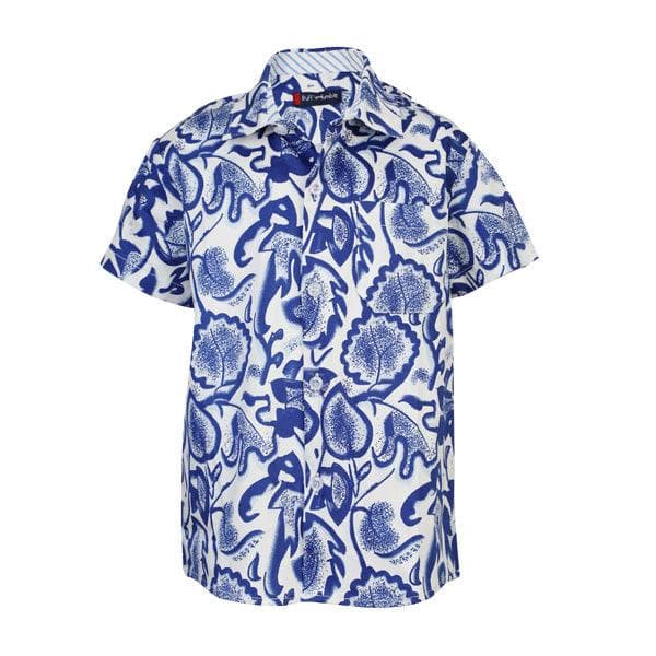 BLUE FLORAL SHORT SLEEVE SHIRT