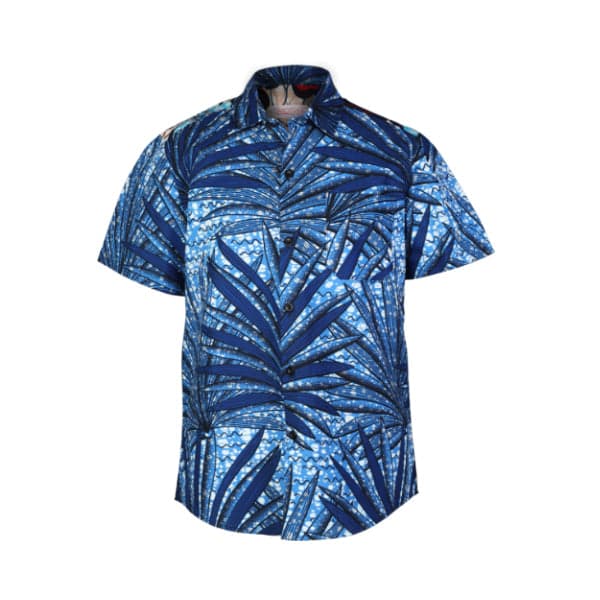 BLUE CLASSIC COLLAR ANKARA S/S SHIRT