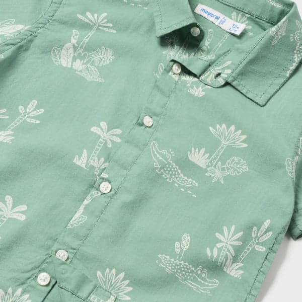 GREEN PRINTED S/S SHIRT