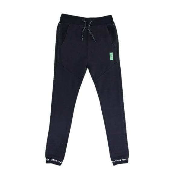 BLACK  PIQUE FLEECE MIXED JOGGERS