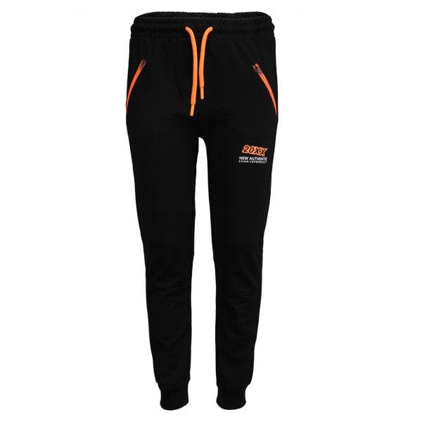 BLACK JOGGERS WITH ORANGE ZIP