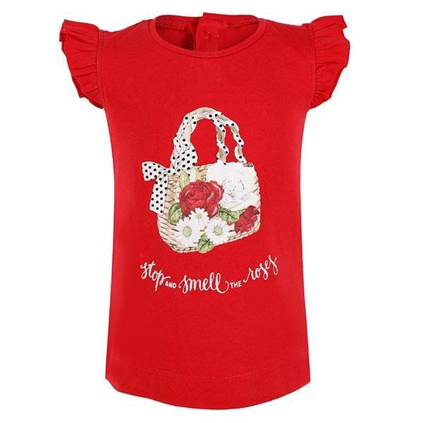 RED FLOWER BAG PRINT TEE
