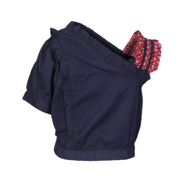 NAVY BLOUSE AND MULTICOLOUR ANKARA SKIRT SET