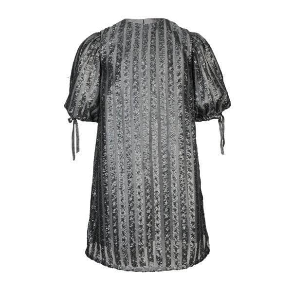 DIM GREY SEQUENCE NET A-LINE DRESS
