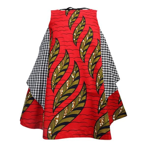 RED ANKARA DRESS WITH CHECK